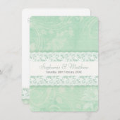 Gemint-groene uitnodiging voor witte lace-bruiloft (Voorkant / Achterkant)