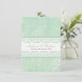 Gemint-groene uitnodiging voor witte lace-bruiloft (Staand voorkant)