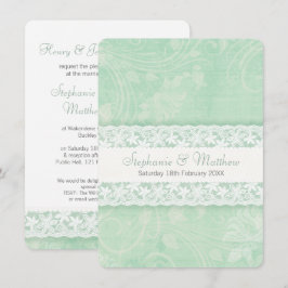 Gemint-groene uitnodiging voor witte lace-bruiloft