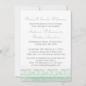 Gemint-groene uitnodiging voor witte lace bruiloft (Achterkant)