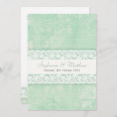 Gemint-groene uitnodiging voor witte lace bruiloft (Voorkant / Achterkant)