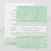 Gemint-groene uitnodiging voor witte lace bruiloft (Voorkant / Achterkant)