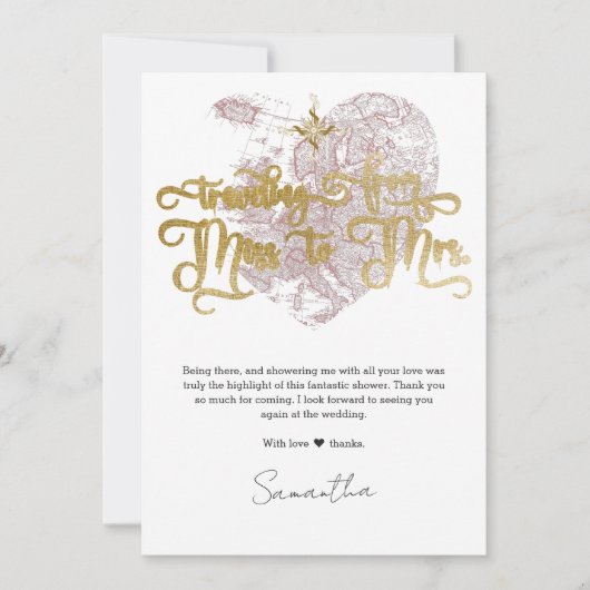 Gemist naar Mevrouw Chic Hart Map Reis Bruidsmeisj Bedankkaart (Voorkant)