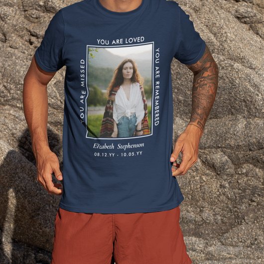 Gemiste Loved Herdenking foto Memorial T-shirt