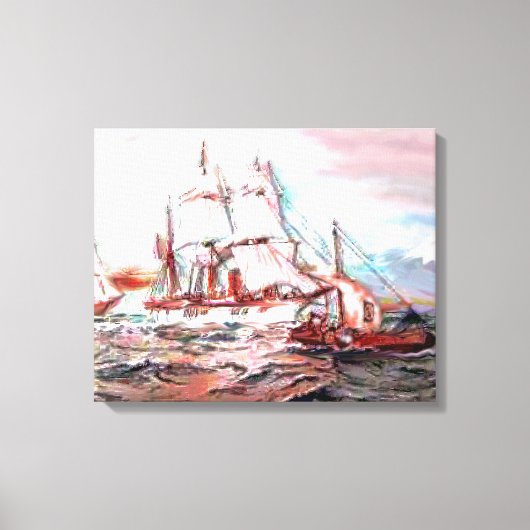 "Gemiste schepen op zonsondergang" Canvas Afdruk (Voorkant)