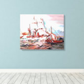 "Gemiste schepen op zonsondergang" Canvas Afdruk (Insitu (Houten vloer))