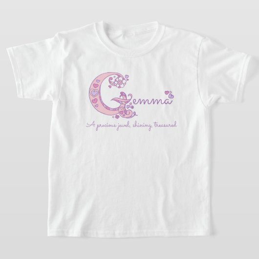 Gemma girls name pink decorative custom meaning t-shirt (Laagn)