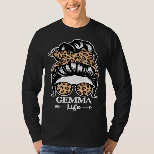 Gemma Life Messy Bun Hair  Gemma Leopard T-shirt (Voorkant)