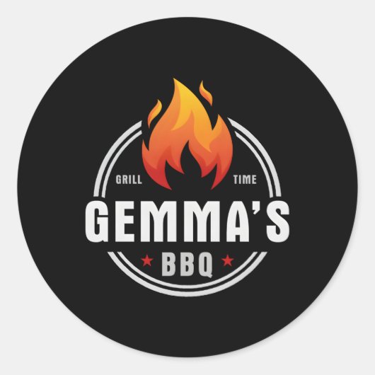 Gemma's BBQ Ronde Sticker (Voorkant)