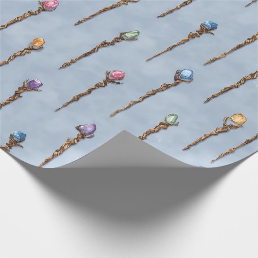Gemmed Wizard Staves Wrapping Paper Cadeaupapier (Hoek)