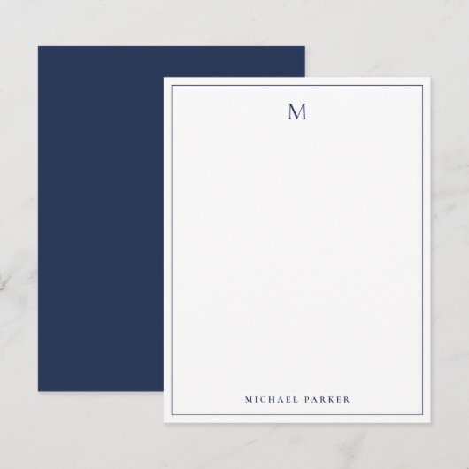 Gemoderniseerd Blauw Professionele Monogram Bedankkaart (Voorkant / Achterkant)