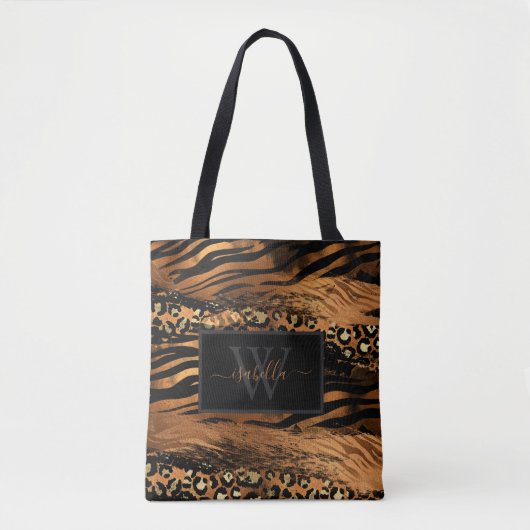 Gemoderniseerd modern schrift koper glans tote bag (Voorkant)