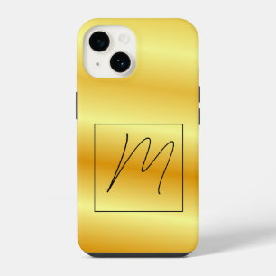 Gemoderniseerde Eenvoudige Initiaal Gouden Kleur iPhone 14 Hoesje