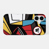 Gemoderniseerde geometrische abstracte monogram iPhone 16 hoesje (Achterkant horizontaal)
