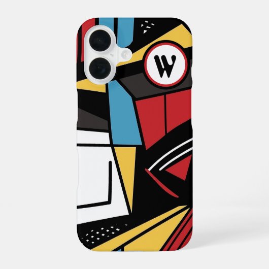 Gemoderniseerde geometrische abstracte monogram iPhone 16 hoesje (Achterkant)