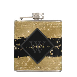 Gemoderniseerde Glitter Script met Initiaal Heupfles