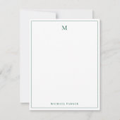 Gemoderniseerde groene professionele monogram  bedankkaart (Voorkant)