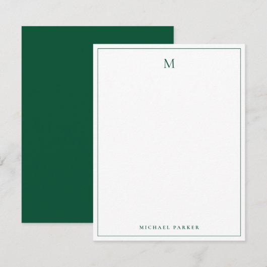 Gemoderniseerde groene professionele monogram  bedankkaart (Voorkant / Achterkant)