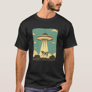 Gemoedelijke en grappige UFO die een koe ontvoert T-shirt