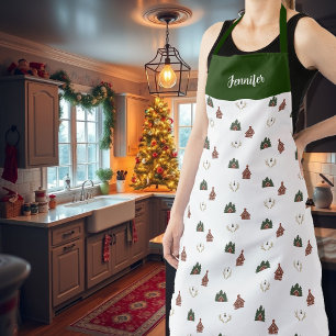 Gemoedelijke hut monogram naam Kerstmis Schort
