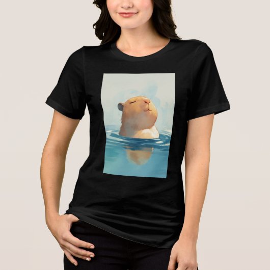 Gemoedelijke Moment van de Capybara Tri-Blend Shirt (Voorkant)