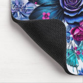 Gemogrammeerde blauwe vlinders en bloemen muismat (Hoek)