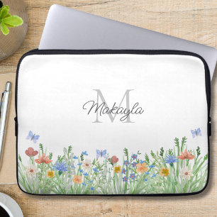 gemonogram wilde bloem laptop sleeve