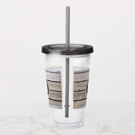 gemonogrameerd rustiek hout acryl drinkbeker (Rechts)