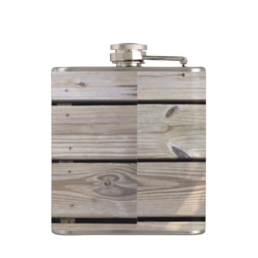 gemonogrameerd rustiek hout heupfles (Achterkant)