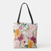 Gemonogrammeerd chic bloempatroon tote bag (Achterkant)
