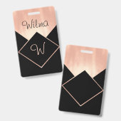 Gemonogrammeerd diamant logo metaalachtig vrouweli badge (Voor- en achterkant)