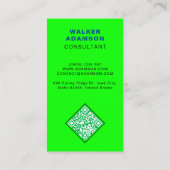 Gemonogrammeerd Elegant (QR Code) Groen & Mat Zwar Visitekaartje (Achterkant)