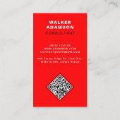 Gemonogrammeerd Elegant (QR Code) Rood & Mat Zwart Visitekaartje (Achterkant)