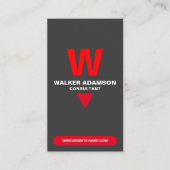 Gemonogrammeerd Elegant (QR Code) Rood & Mat Zwart Visitekaartje (Voorkant)