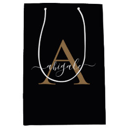 Gemonogrammeerd Goud Middernacht Zwart | Minimalis Medium Cadeauzakje