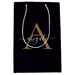 Gemonogrammeerd Goud Pitch Black | Minimalistisch  Medium Cadeauzakje
