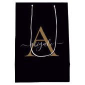 Gemonogrammeerd Goud Pitch Black | Minimalistisch Medium Cadeauzakje (Achterkant)