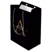 Gemonogrammeerd Goud Pitch Black | Minimalistisch Medium Cadeauzakje (Achterkant Gekanteld)