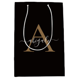 Gemonogrammeerd Goud Sabel Zwart | Minimaal Elegan Medium Cadeauzakje