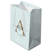 Gemonogrammeerd Goud Vorst Wit | Minimaal Elegant Medium Cadeauzakje (Achterkant Gekanteld)