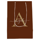 Gemonogrammeerd Kaneel Bruin Goud | Minimaal Elega Medium Cadeauzakje (Achterkant)