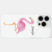 Gemonogrammeerd roze flamingo celcase hoesje (Achterkant (horizontaal))