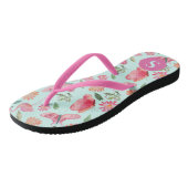 Gemonogrammeerd Roze Flamingo's Tropisch Bloemmoti Teenslippers (Schuin)