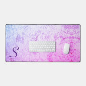 Gemonogrammeerd Roze & Paars Marmer Bureaumat (Keyboard & Muis)