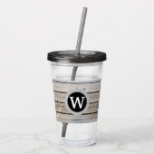 Gemonogrammeerd Rustiek Hout Strand Acryl Drinkbeker (Achterkant)