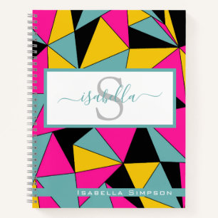 Gemonogrammeerd Schrift Teal Patroon Notitieboek