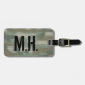 Gemonogrammeerde bagagelabel | Pixel camouflage (Voorkant horizontaal)
