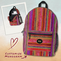 Gemonogrammeerde Boho Vintage Rode Paarse Strepen 