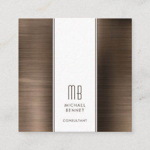 Gemonogrammeerde Bronzen Bruine Metalen Folie Cons Vierkante Visitekaartje