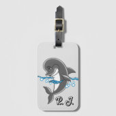 Gemonogrammeerde dolfijn in water bagagelabel (Voorkant (verticaal))